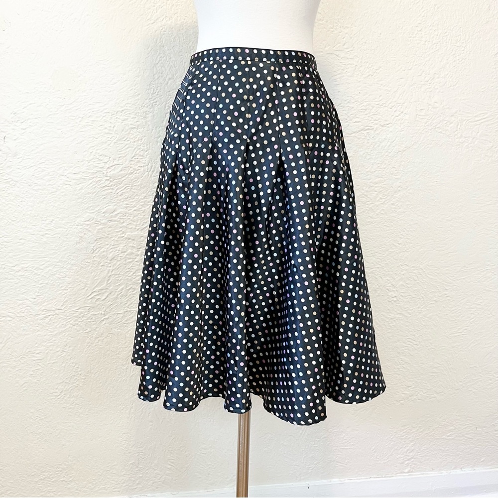 Vintage 90s Y2K Rampage Skirt Pleated Black Satin Dot Retro 11